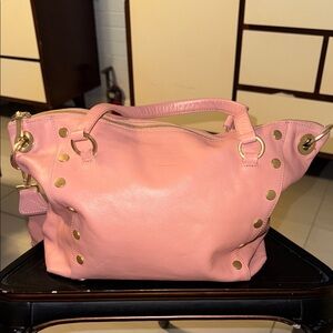 Hammitt Pink Leather Shoulder Bag with Gold Studs